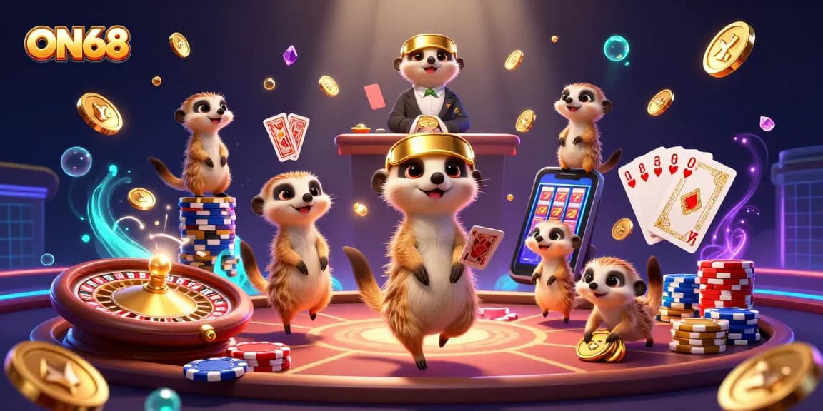 Experience thrilling gaming at ON68 with animal characters in an entertainment-packed casino.