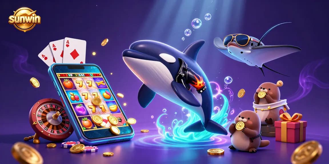 Experience thrilling spins and jackpot chances with sunwin in this engaging underwater casino scene.