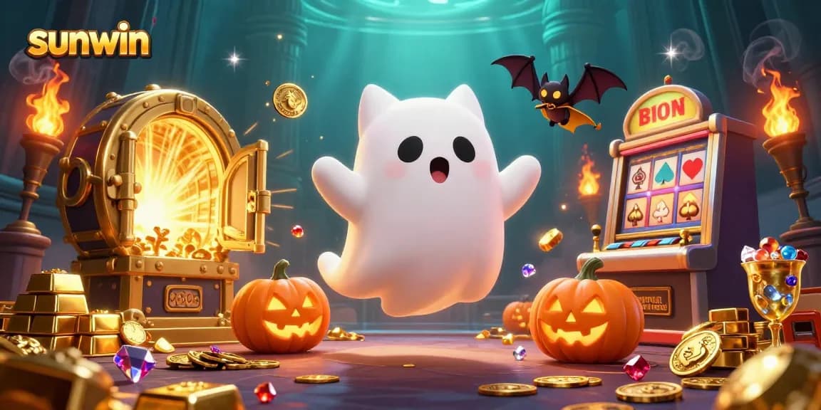 Experience sunwin's thrilling haunted casino adventure filled with ghostly characters and glowing treasures.