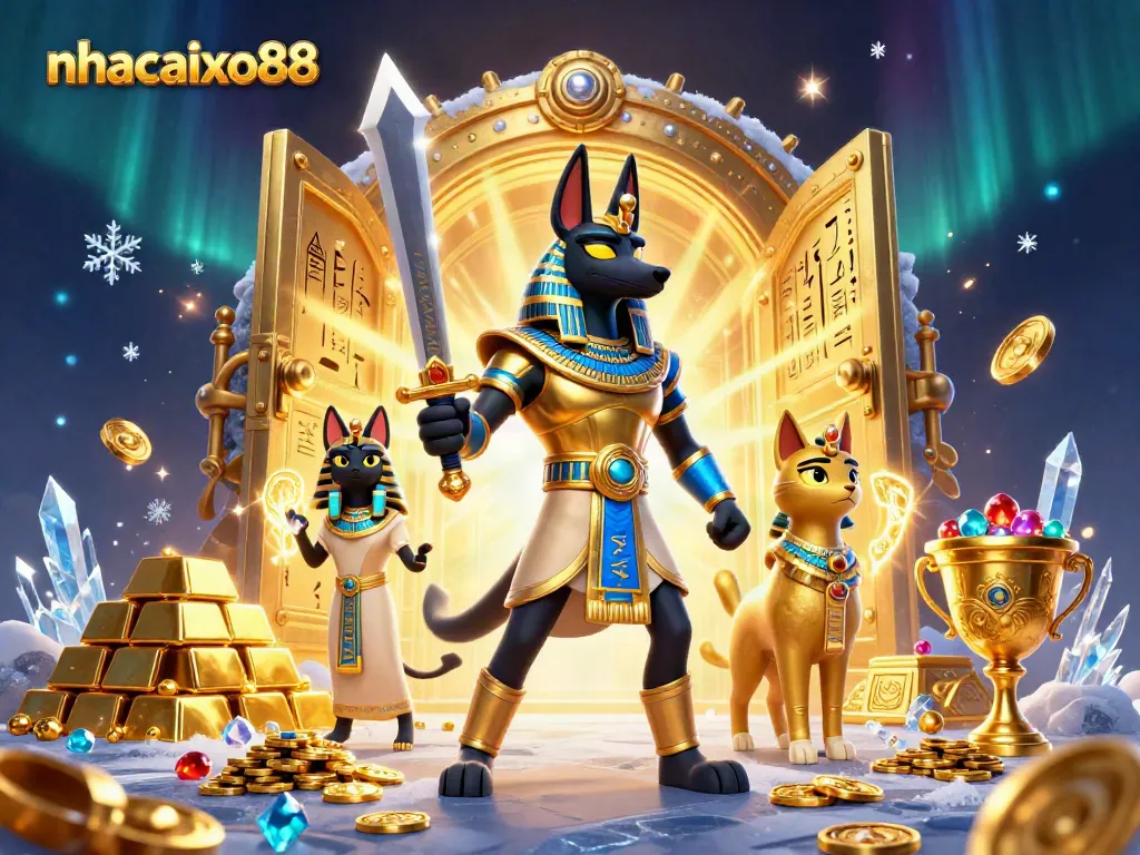 Experience the thrill of winning at nhacaixo88 with rich casino elements and dynamic characters in a vibrant scene.