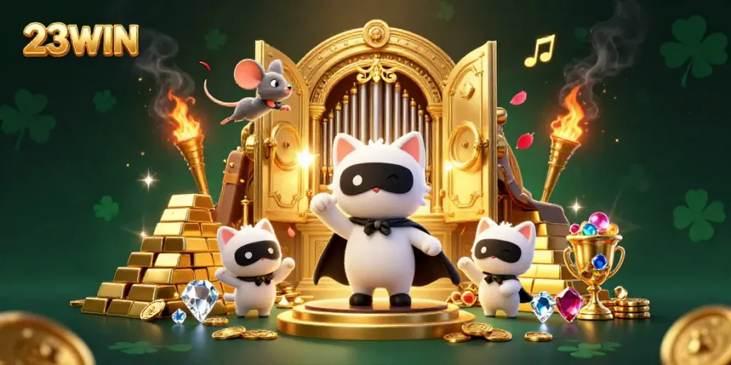 Experience exhilarating gameplay at 23WIN, where excitement meets riches in a vibrant casino scene.