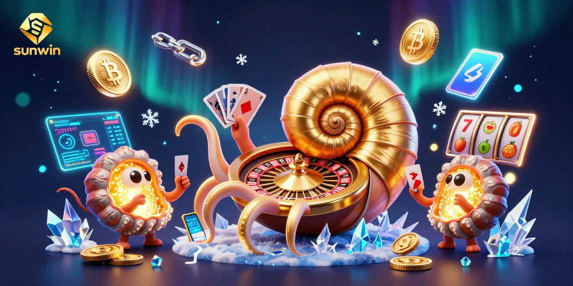 Experience thrilling gameplay with sunwin's giant nautilus roulette and glowing crypto elements in this vibrant scene.
