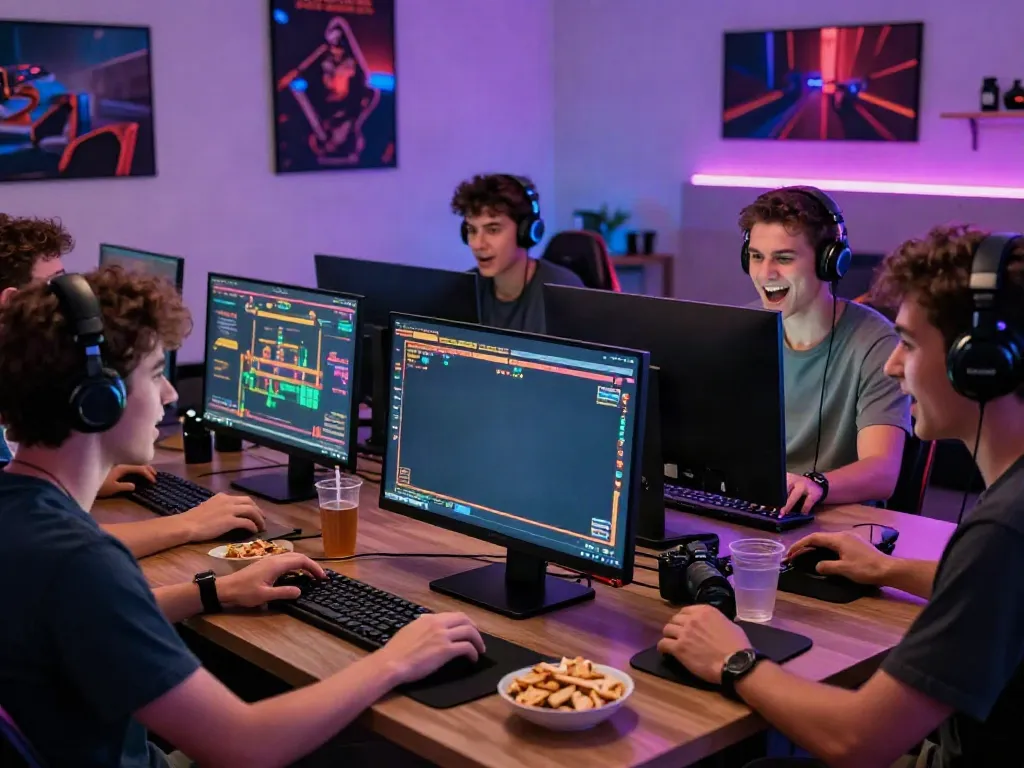 Exciting group gaming session at http://11bet-app.net/ with vibrant casino games.