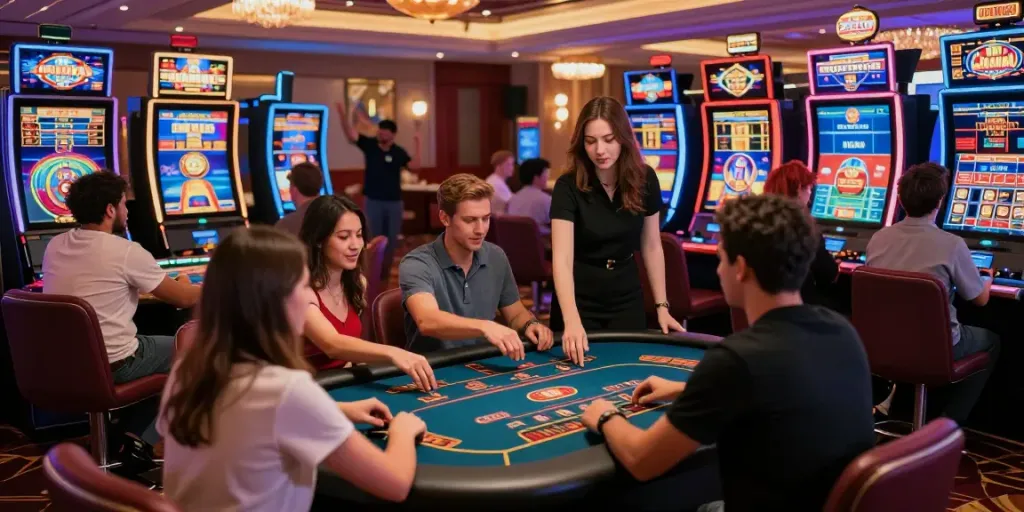 Players at UK casinos not on GamStop enjoying an exciting gaming atmosphere