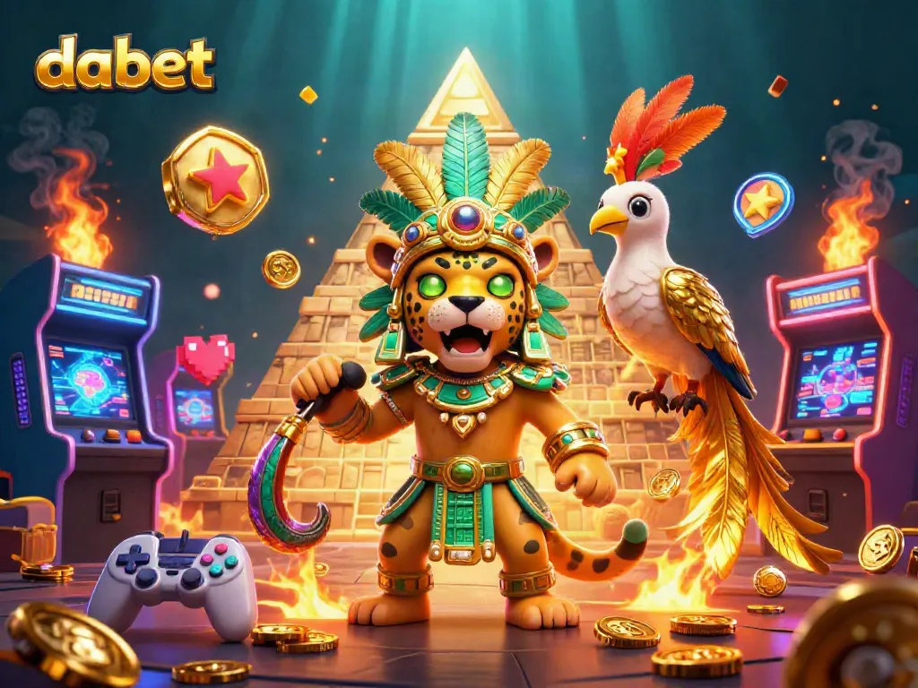 Spin and win with dabet's animated Mayan priest and vibrant game elements!