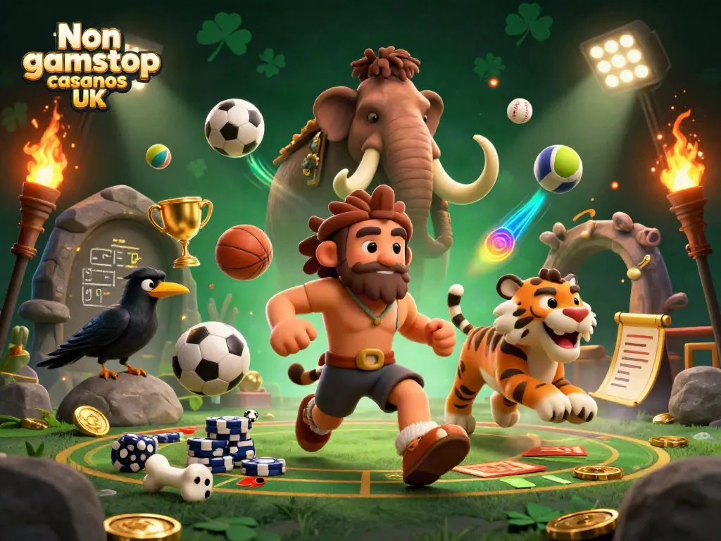 Engage with Non gamstop casinos UK in a vibrant 3D illustration showcasing an exciting gambling scene.