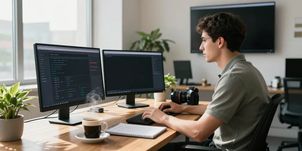 Developer focused on instant indexing metrics in a modern tech workspace.