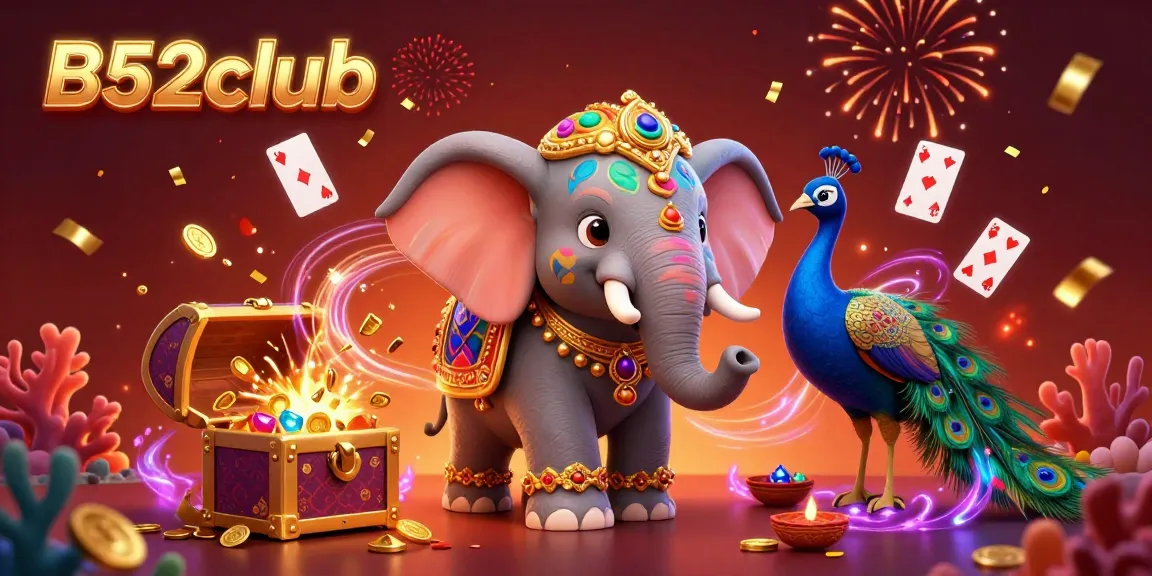 B52club transforms gameplay with a colorful 3D scene featuring rich casino elements and festive energy.