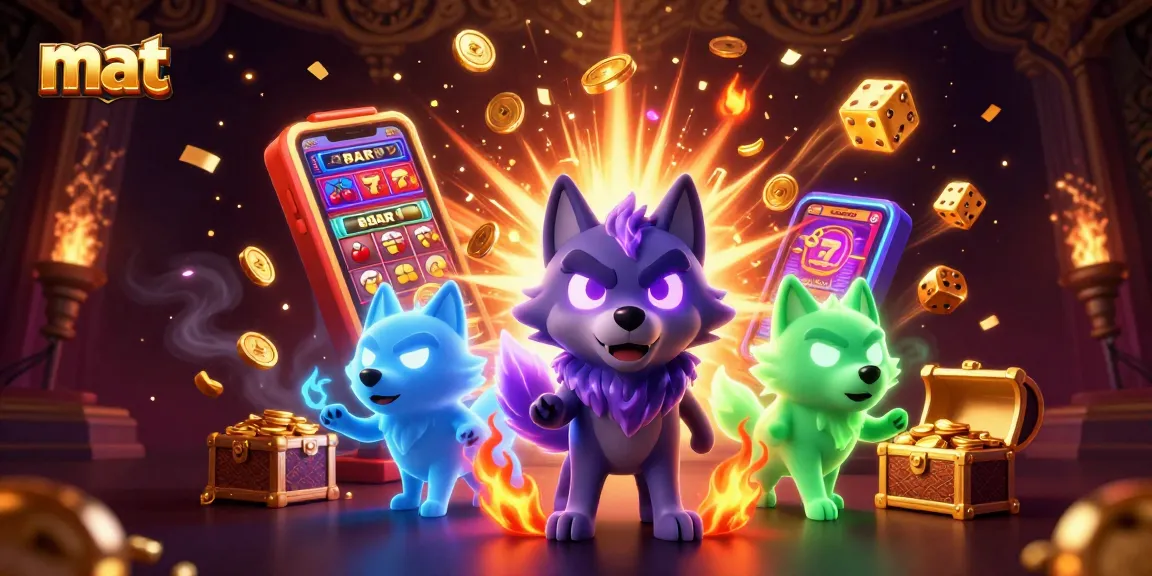 Win big with mat as ghostly wolves escort vibrant casino treasures in a thrilling scene.