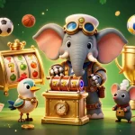 Experience thrilling gameplay at JW88 with steampunk characters and vibrant slot machine action.