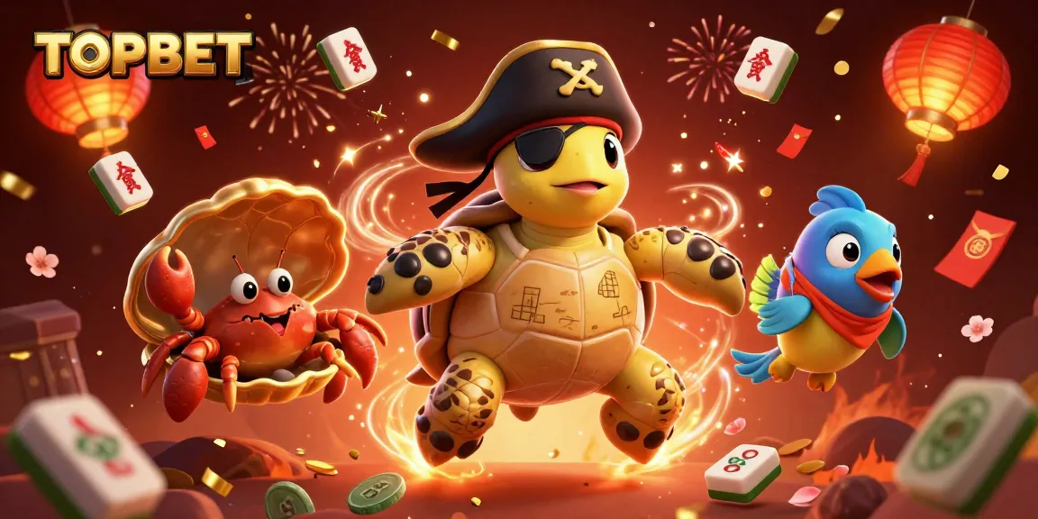 Win big with TOPBET featuring vibrant casino characters in a lively celebration atmosphere.
