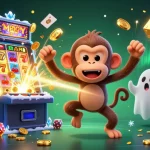 Experience thrilling adventures at nhà cái 98win with a playful poltergeist monkey in a dynamic casino scene.
