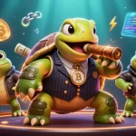 Experience the thrill of F168 with a vibrant casino scene featuring characters and cryptocurrency elements.