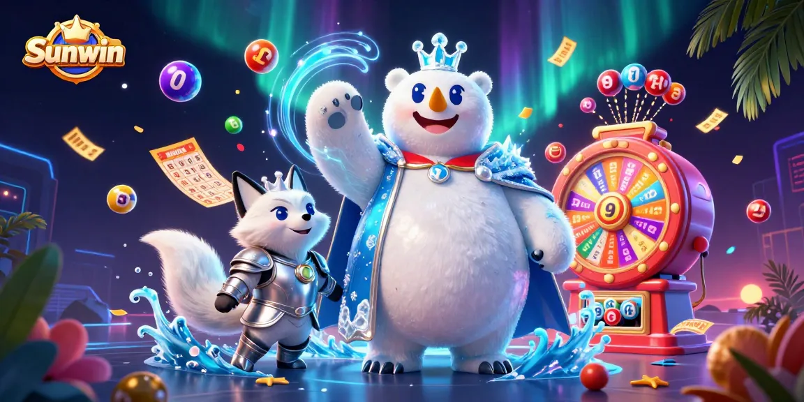 Join the excitement at Sunwin as animated characters enhance the gaming experience with lottery fun.