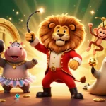 Socolive features a vibrant circus scene showcasing animated characters celebrating winning moments in online gambling.