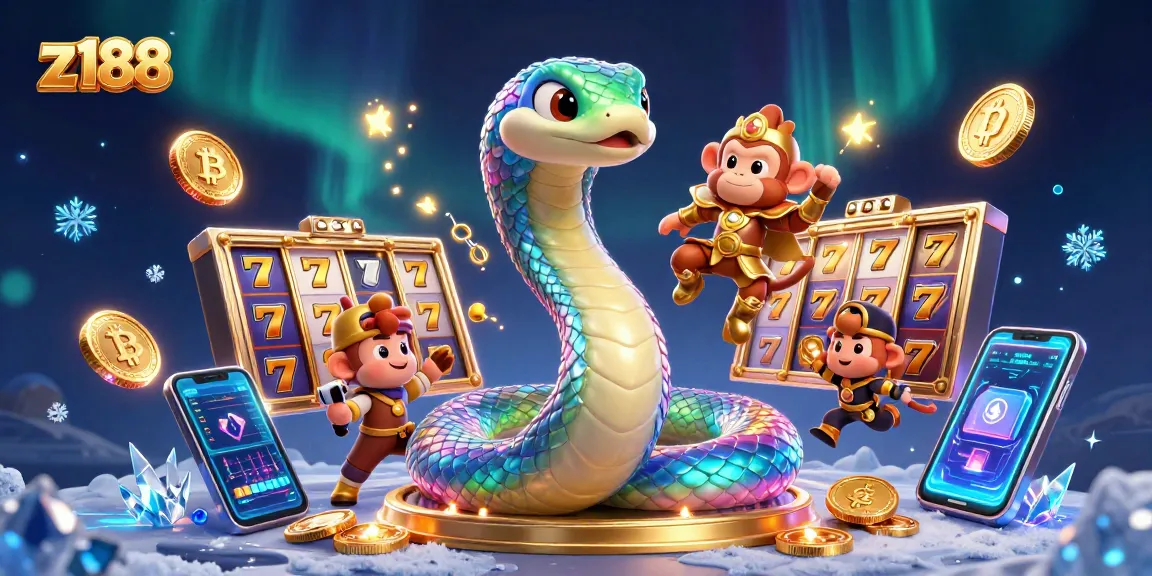 Play z188 and experience exciting casino games with colorful characters in a vibrant digital illustration.