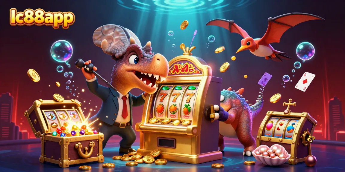 Experience the thrill of casino winnings with lc88app as animated characters interact with a jackpot slot machine.