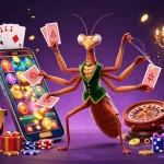 Experience thrilling entertainment with 188v's vibrant casino scene featuring a praying mantis dealer.