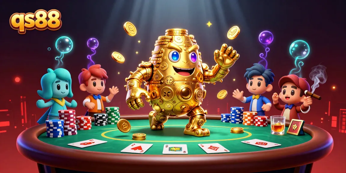 Engage with the captivating qs88 online casino world, where a golden golem draws players to thrilling jackpot slots.
