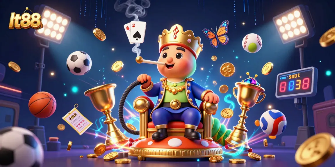 Engage in thrilling gaming at lt88 with a vibrant 3D casino illustration showcasing dynamic sports betting elements.