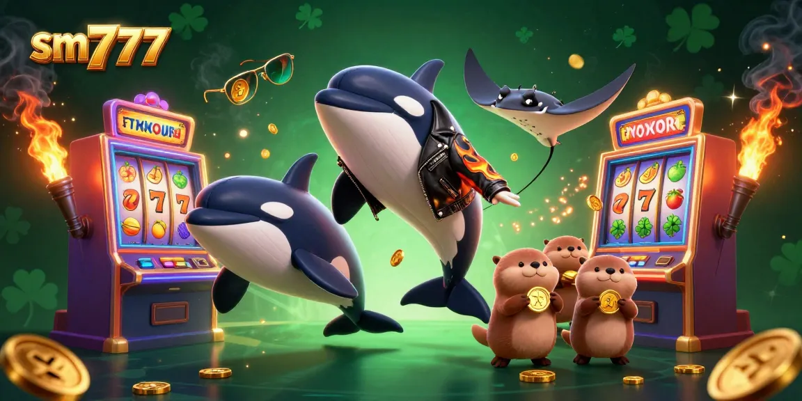 Engage with exciting casino games at sm777, featuring dynamic characters amid slot machines and treasures!