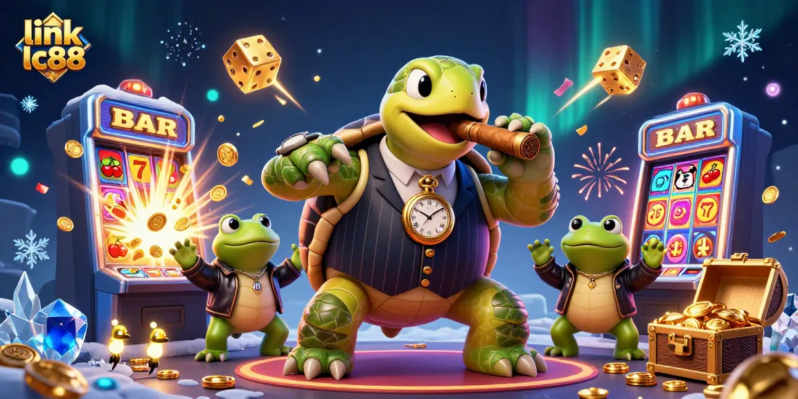 Join the gaming excitement at link lc88 with a bustling casino scene featuring vibrant cartoon characters.