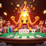 Catching wins like fabet4 with a gold volcano, explorers, and poker chips erupting in a fabulous casino.