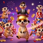 Play at Fun88's vibrant casino with meerkats, chips, and festive golden coins.