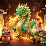 Experience the excitement and treasure of uu88 gifts featuring a dynamic casino scene with mythical characters!