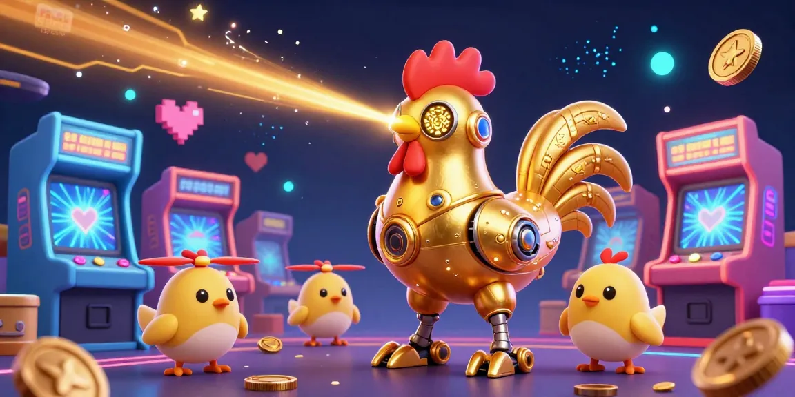 Experience thrilling gaming action with QQ88 COM showcasing vibrant casino elements and a futuristic golden rooster robot.