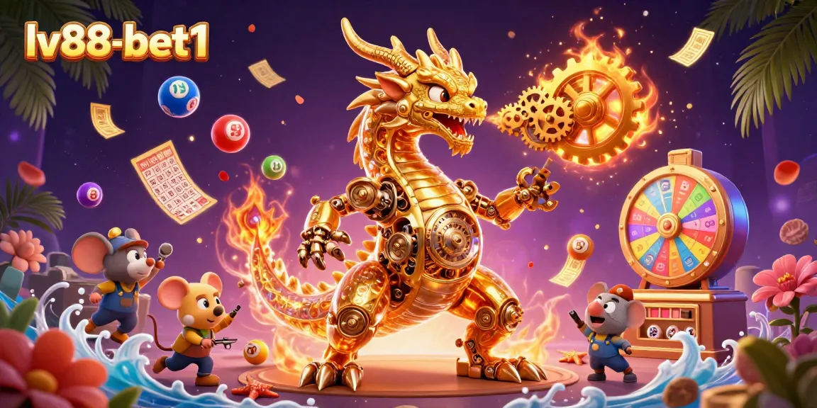 Experience thrilling gameplay at lv88-bet1 with our vibrant casino and lottery-themed illustration.