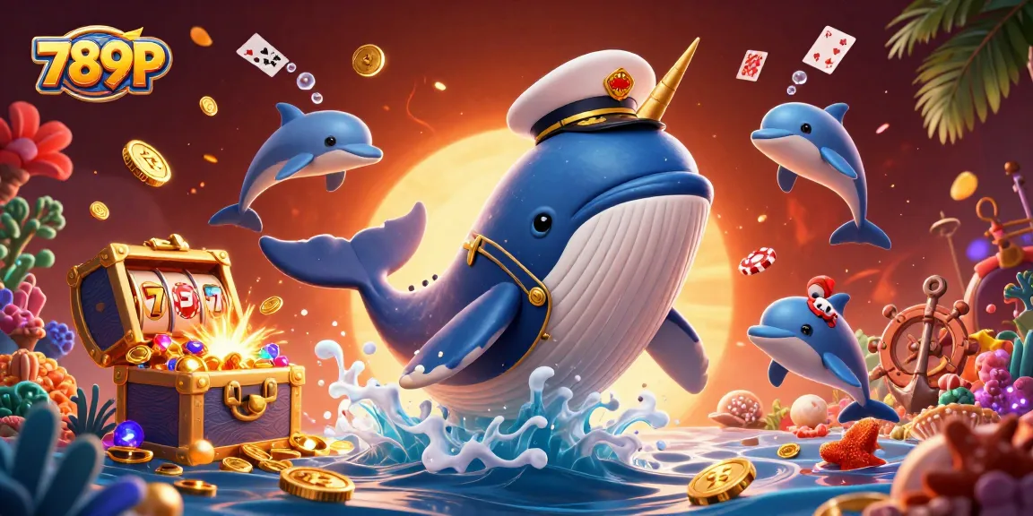 Experience exciting online gaming with 789P at a vibrant underwater casino, featuring playful dolphins and a giant whale.
