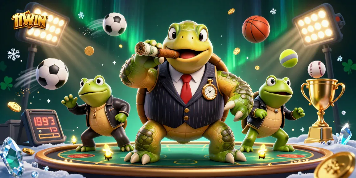 Bettors engage in thrilling games at 11WIN, featuring vivid characters, sports elements, and casino vibes.