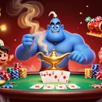 Engage with open88's vibrant 3D cartoon scene showcasing poker excitement and magical elements.