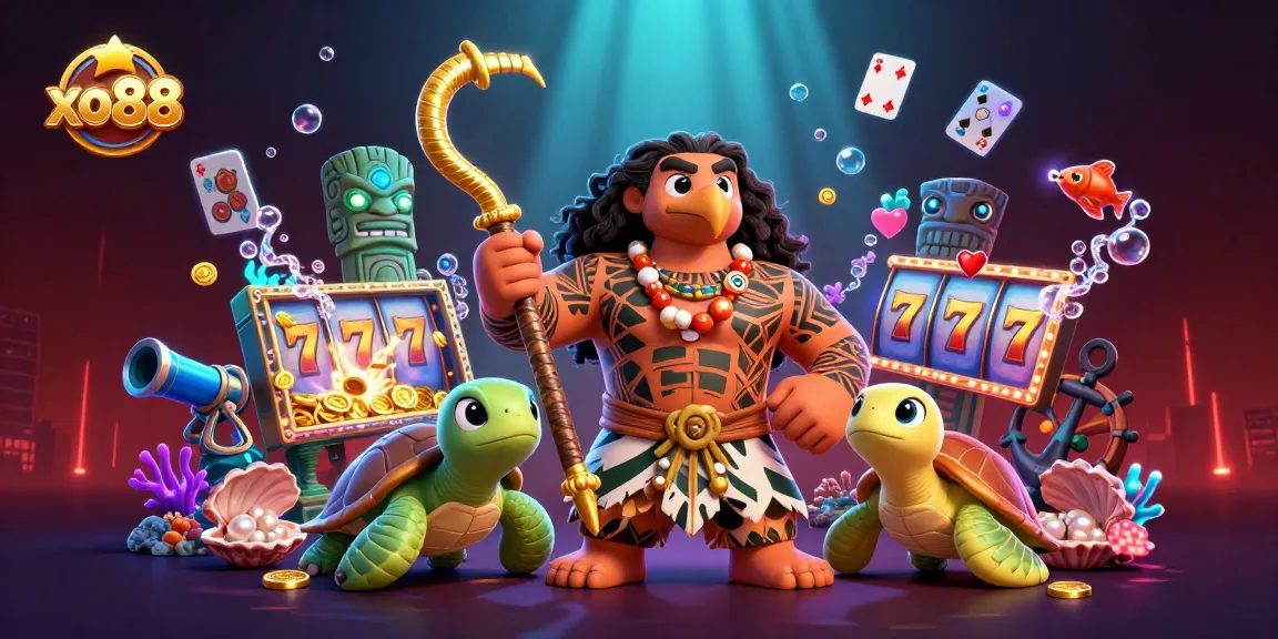 Engage in thrilling gaming with xo88, featuring a vibrant 3D illustrated casino adventure scene.