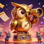 Experience excitement at situs slot 5k with vibrant casino scene featuring whimsical characters and dynamic game elements.