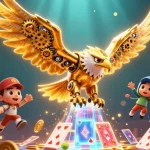 Experience thrilling gameplay with 11WIN's vibrant 3D rendering of a cybernetic eagle amidst an exciting sports betting scene.