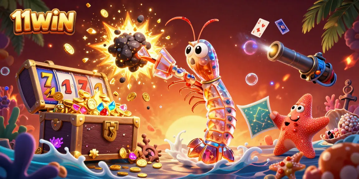 Experience thrilling jackpots with 11WIN in this dynamic casino-themed 3D illustration.
