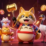 Play exciting slots like sc88hd with cheerful tanuki character and vibrant casino elements.