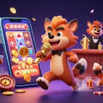Experience the vibrant excitement of 11WIN in a packed comedy casino scene with lively hyenas.