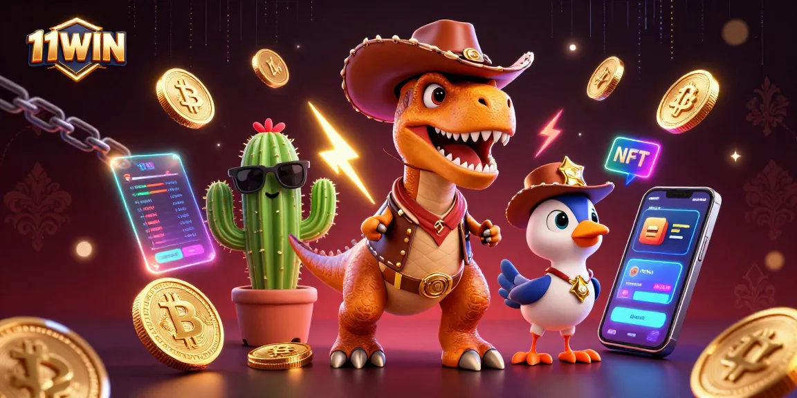 Winning big with 11WIN in an exciting multi-character casino scene.