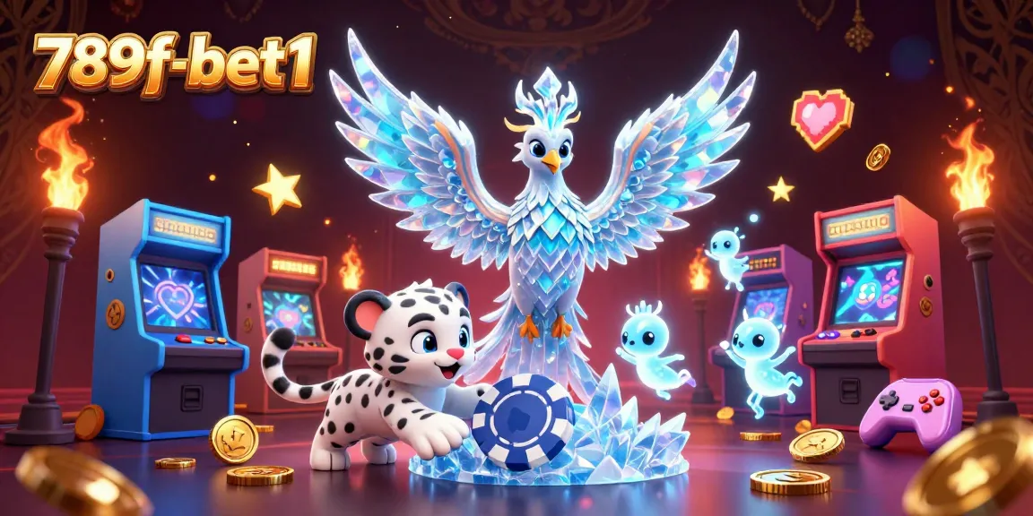 Play slot games for fun at 789f-bet1 with a vibrant casino-themed 3D illustration.